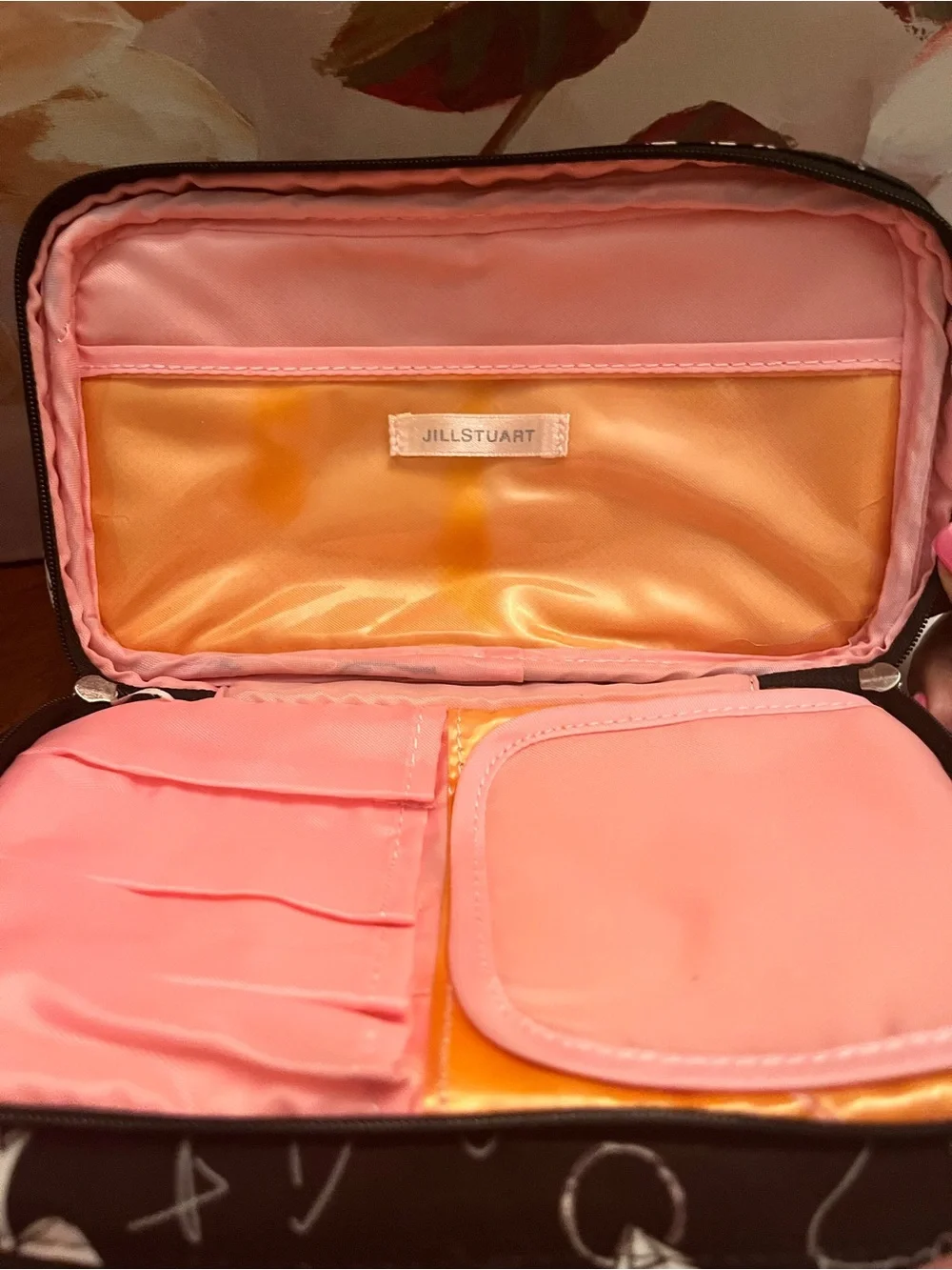 Jill Stuart Black Cosmetic 2/Piece Set w/ Coral Pink Interior (Like New)